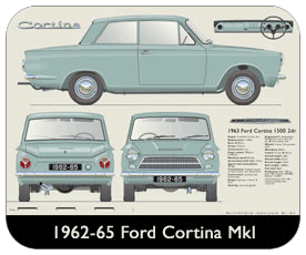 Ford Cortina MkI 2Dr 1962-65 Place Mat, Small